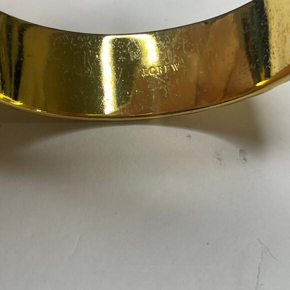 J. Crew JCREW signed bangle bracelet gold tone heavy classic preppy versatile - Picture 4 of 9